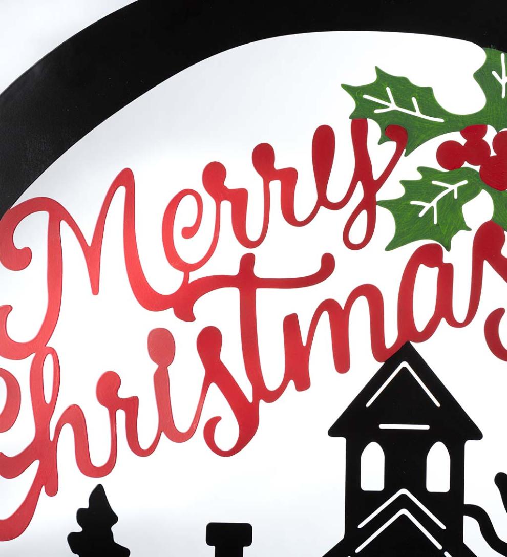 Plow & Hearth Garden Stakes Yard & Garden Merry Christmas Vintage Truck Metal Holiday Trellis