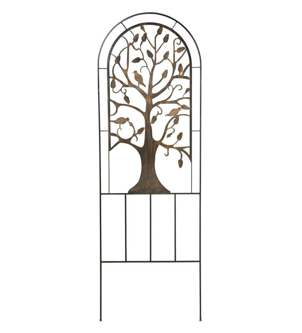 Plow & Hearth Garden Stakes Yard & Garden Metal Arched Garden Trellis With Tree Of Life Design - Antique Copper