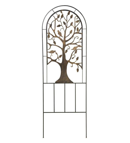 Plow & Hearth Garden Stakes Yard & Garden Metal Arched Garden Trellis With Tree Of Life Design - Antique Copper