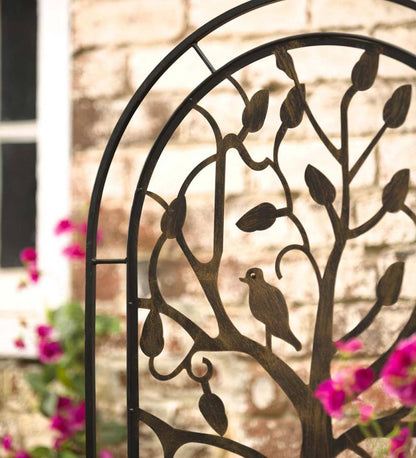 Plow & Hearth Garden Stakes Yard & Garden Metal Arched Garden Trellis With Tree Of Life Design - Antique Copper