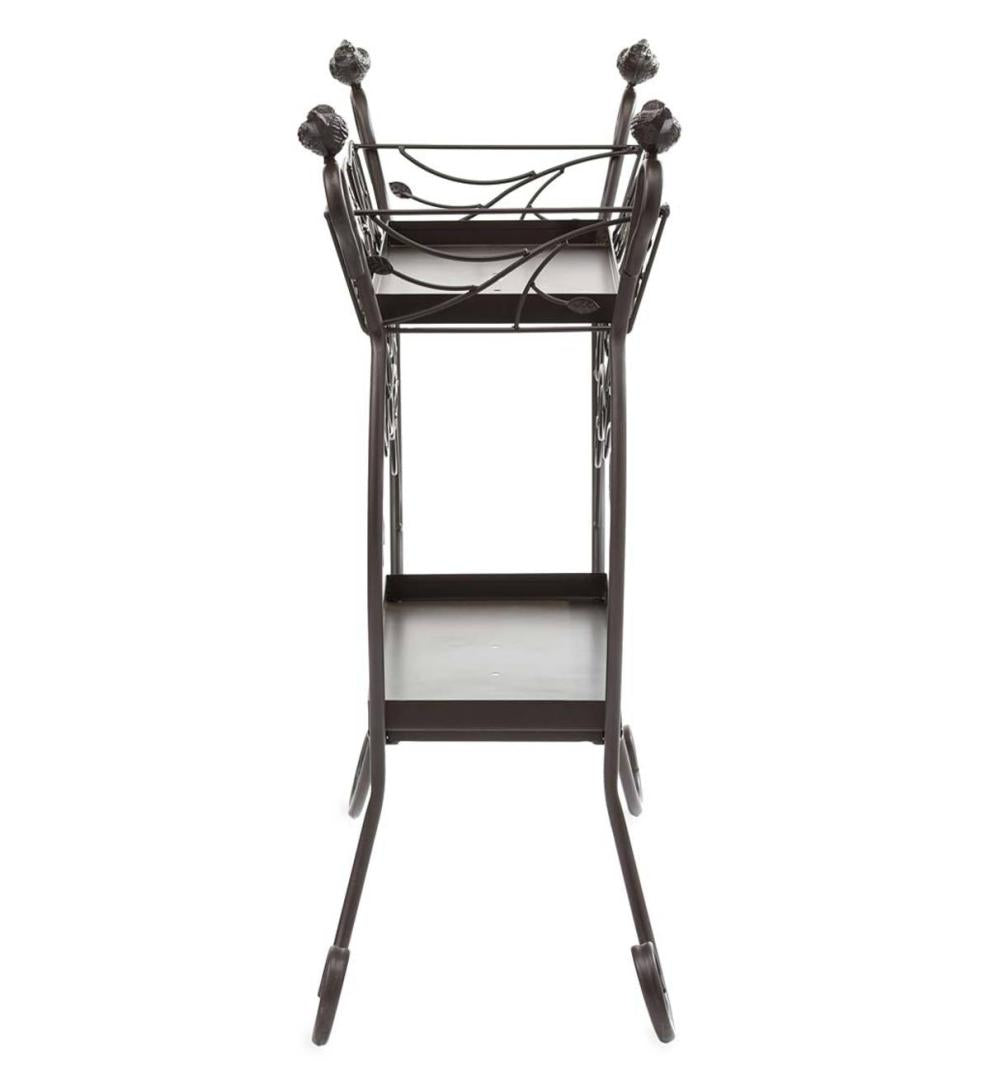 Plow & Hearth Garden Tools Yard & Garden Two-Shelf Cast Iron Plant Stand With Birds