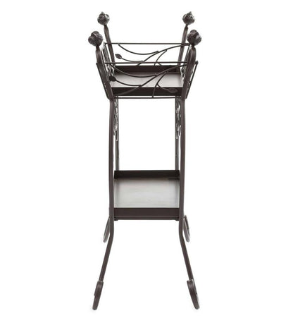 Plow & Hearth Garden Tools Yard & Garden Two-Shelf Cast Iron Plant Stand With Birds
