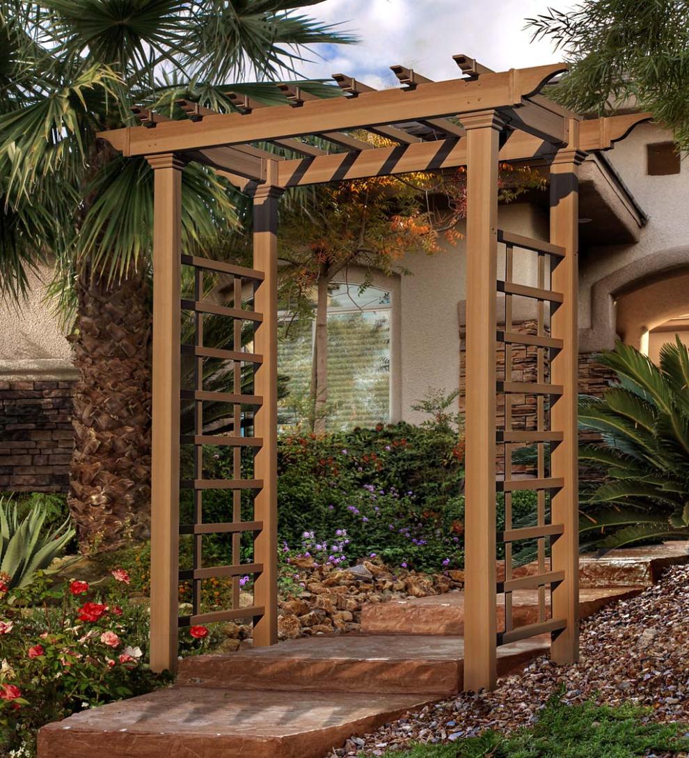 Plow & Hearth Gardenworks® Yard & Garden Carolina Faux Wood Maintenance-Free Arbor - Natural