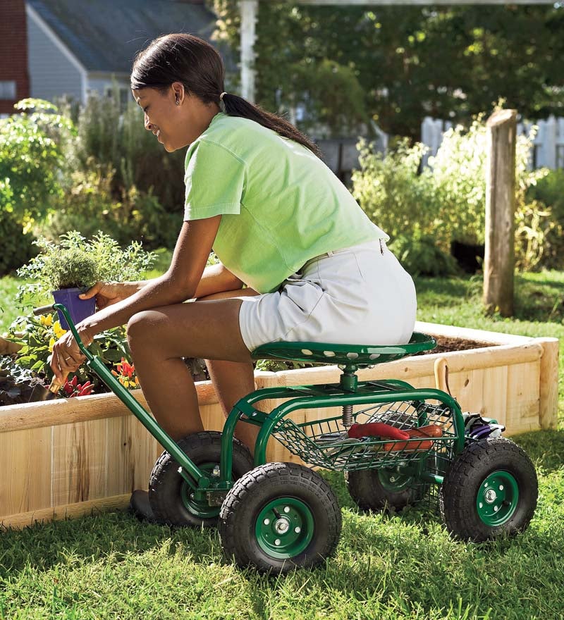Plow & Hearth Gardenworks® Yard & Garden Green Rolling Scoot-N-Do Garden Seat