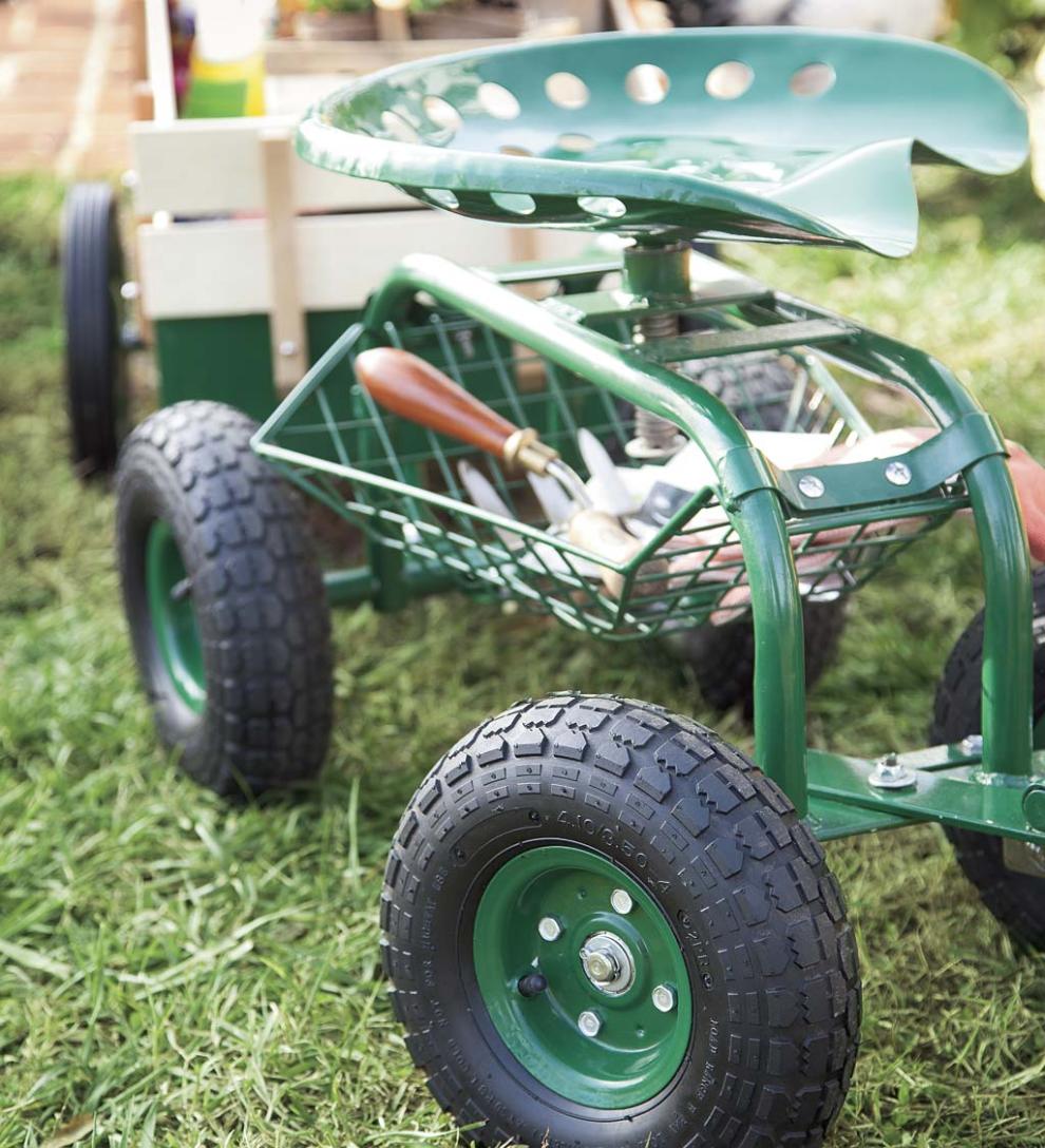 Plow & Hearth Gardenworks® Yard & Garden Green Rolling Scoot-N-Do Garden Seat
