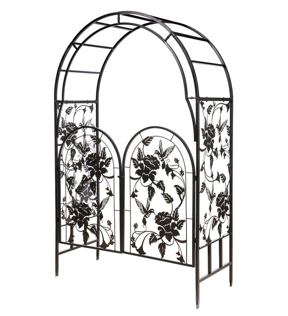 Plow & Hearth Gardenworks® Yard & Garden Metal Arched Hummingbird Garden Arbor With Gate