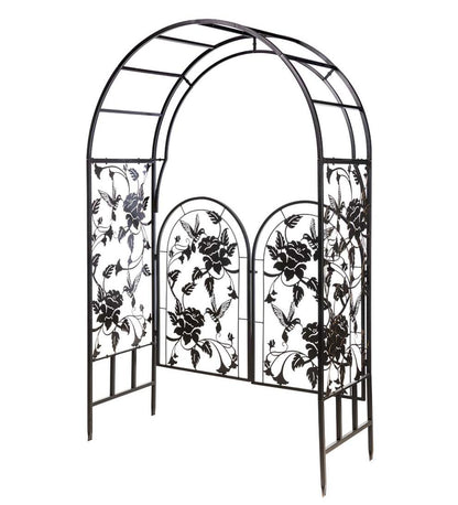 Plow & Hearth Gardenworks® Yard & Garden Metal Arched Hummingbird Garden Arbor With Gate