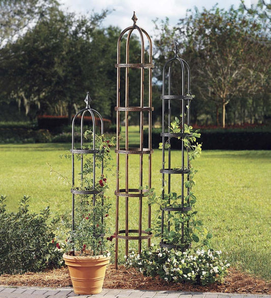 Plow & Hearth Gardenworks® Yard & Garden Powder-Coated Steel Garden Obelisks And Basket Planter