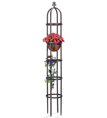 Plow & Hearth Gardenworks® Yard & Garden Powder-Coated Steel Garden Obelisks And Basket Planter