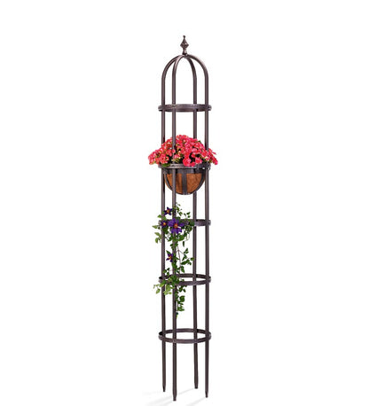Plow & Hearth Gardenworks® Yard & Garden Powder-Coated Steel Garden Obelisks And Basket Planter