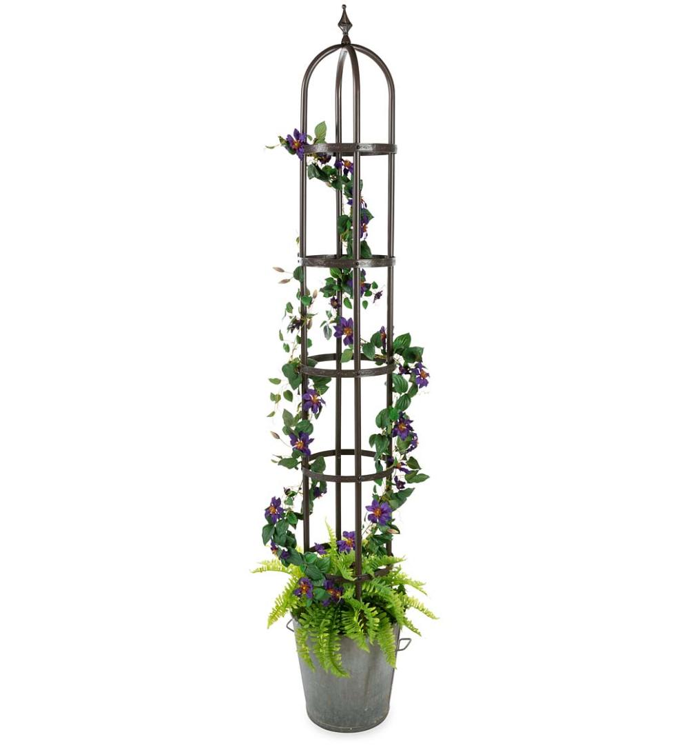 Plow & Hearth Gardenworks® Yard & Garden Powder-Coated Steel Garden Obelisks And Basket Planter