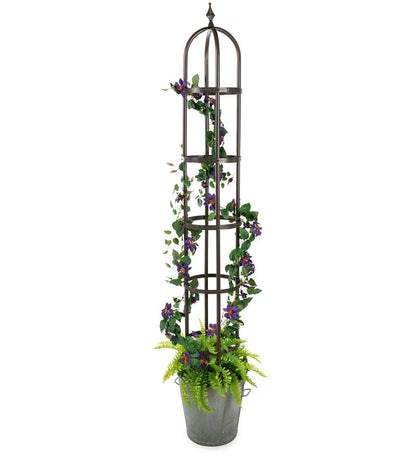 Plow & Hearth Gardenworks® Yard & Garden Powder-Coated Steel Garden Obelisks And Basket Planter