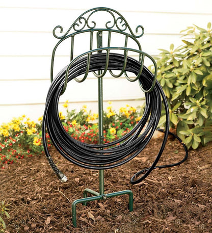 Plow & Hearth Gardenworks® Yard & Garden Wrought Iron Hose Holder With Ground Stake - Green