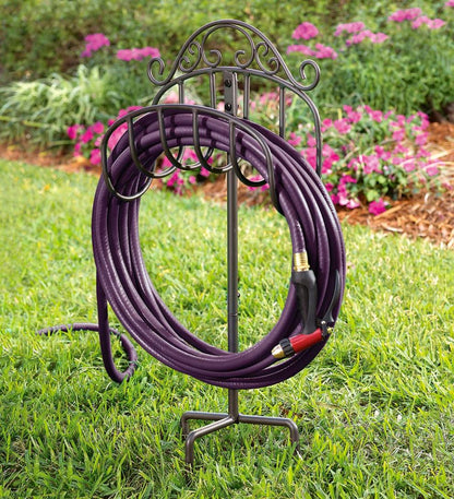 Plow & Hearth Gardenworks® Yard & Garden Wrought Iron Hose Holder With Ground Stake - Green