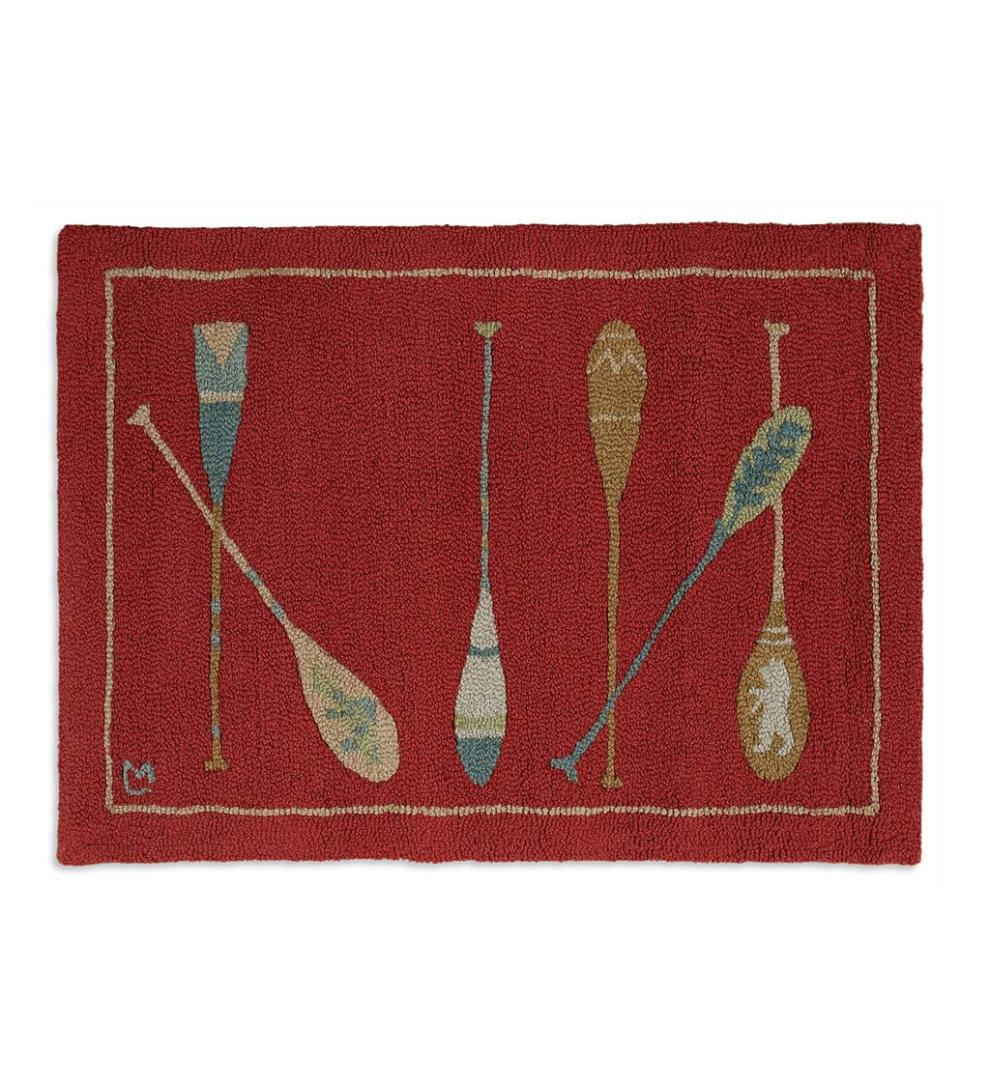 Plow & Hearth Hearth Rugs Fireplace & Hearth Hooked Wool Crimson Paddles Accent Rug - Crimson