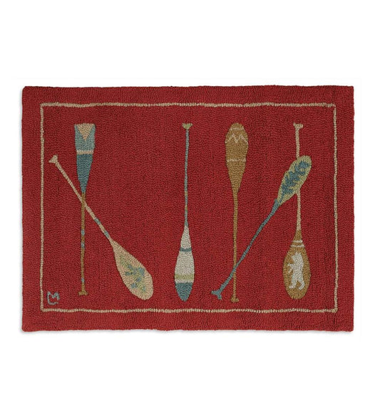 Plow & Hearth Hearth Rugs Fireplace & Hearth Hooked Wool Crimson Paddles Accent Rug - Crimson