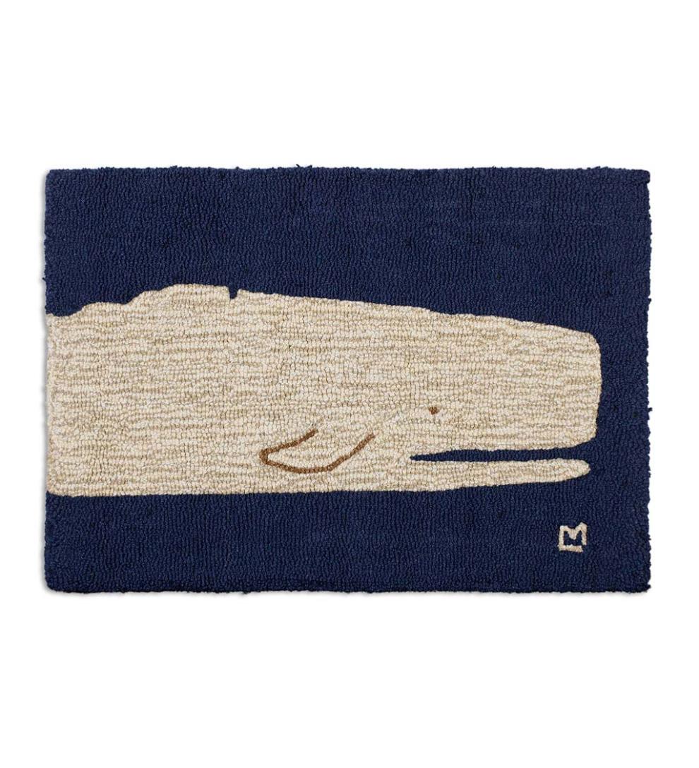 Plow & Hearth Hearth Rugs Fireplace & Hearth Hooked Wool Moby Dick Accent Rug