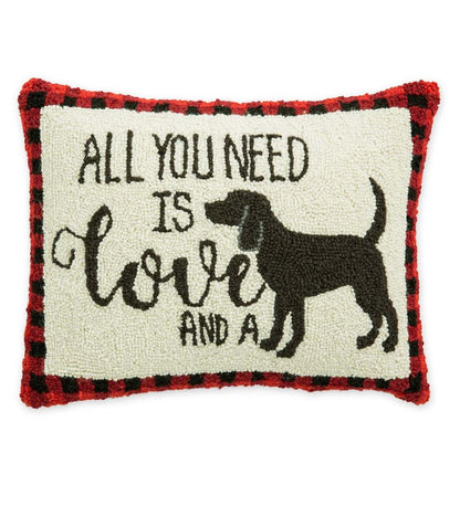 Plow & Hearth Home Accents Indoor Living All You Need Is Love And A Dog Hooked Wool Throw Pillow