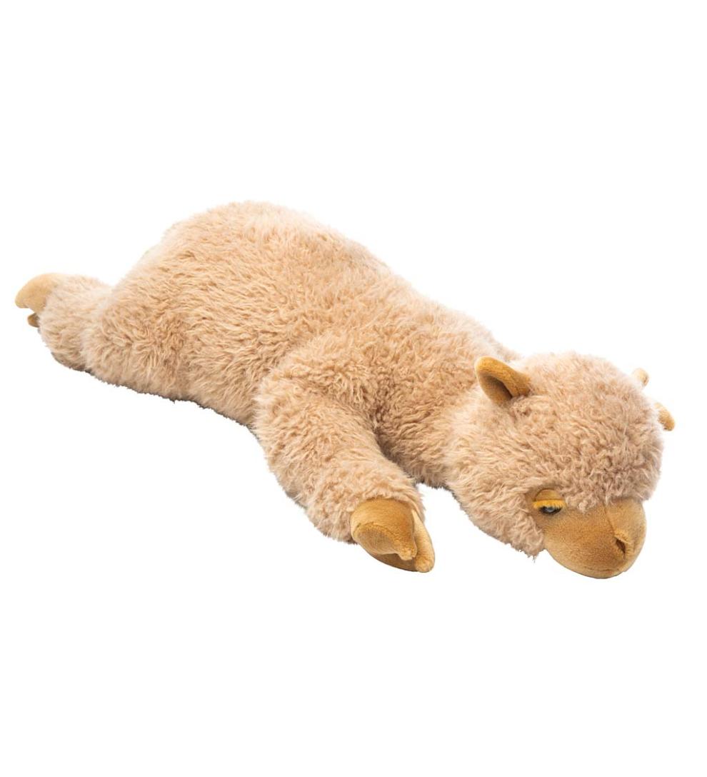 Plow & Hearth Home Accents Indoor Living Allie Alpaca Plush Cuddle Animal Body Pillow - Tan