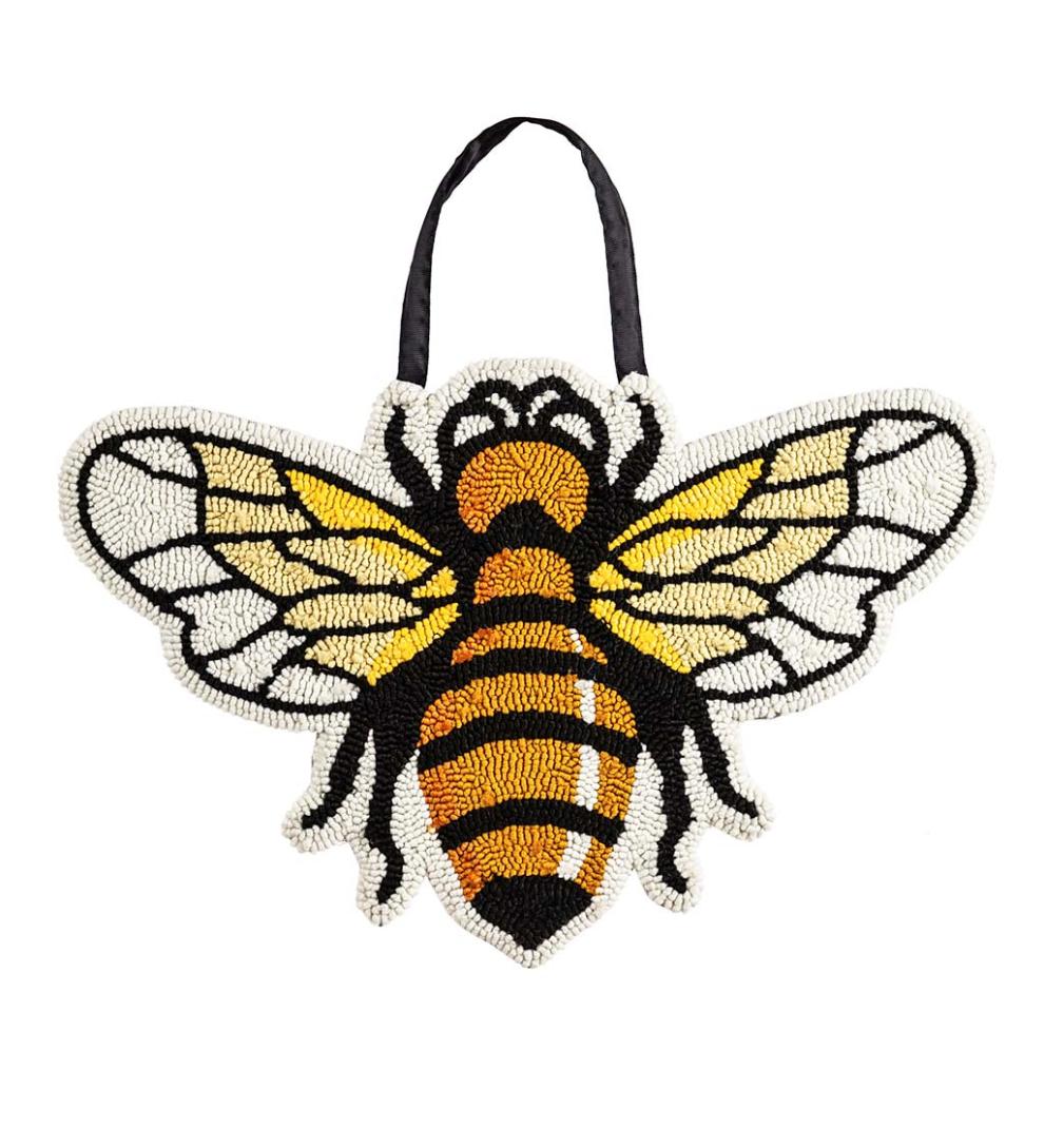 Plow & Hearth Home Accents Indoor Living Bee Hooked Hanging Door Decoration