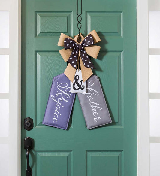 Plow & Hearth Home Accents Indoor Living Black And White Dot Door Tag Bow