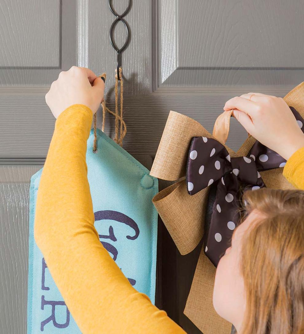 Plow & Hearth Home Accents Indoor Living Black And White Dot Door Tag Bow