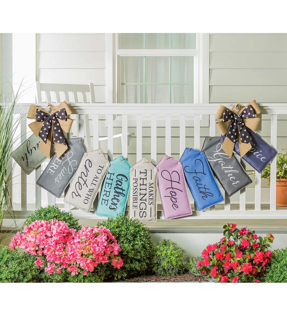 Plow & Hearth Home Accents Indoor Living Black And White Dot Door Tag Bow