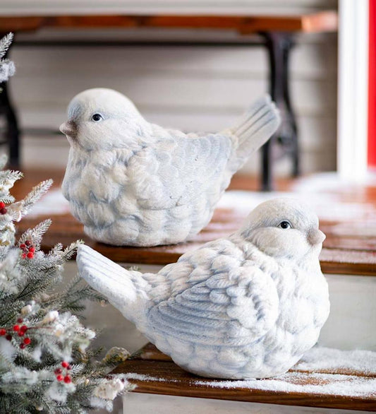 Plow & Hearth Home Accents Indoor Living Blue And White Snowbird Indoor/Outdoor Statues, Set Of 2