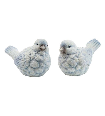 Plow & Hearth Home Accents Indoor Living Blue And White Snowbird Indoor/Outdoor Statues, Set Of 2