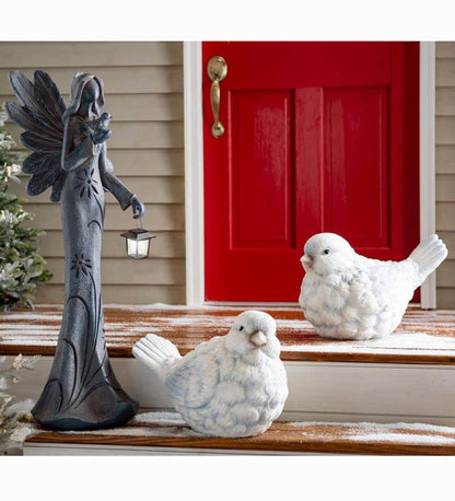 Plow & Hearth Home Accents Indoor Living Blue And White Snowbird Indoor/Outdoor Statues, Set Of 2