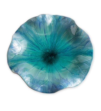 Plow & Hearth Home Accents Indoor Living Blue Ceramic Flower Blooms Wall Art, Set Of 3