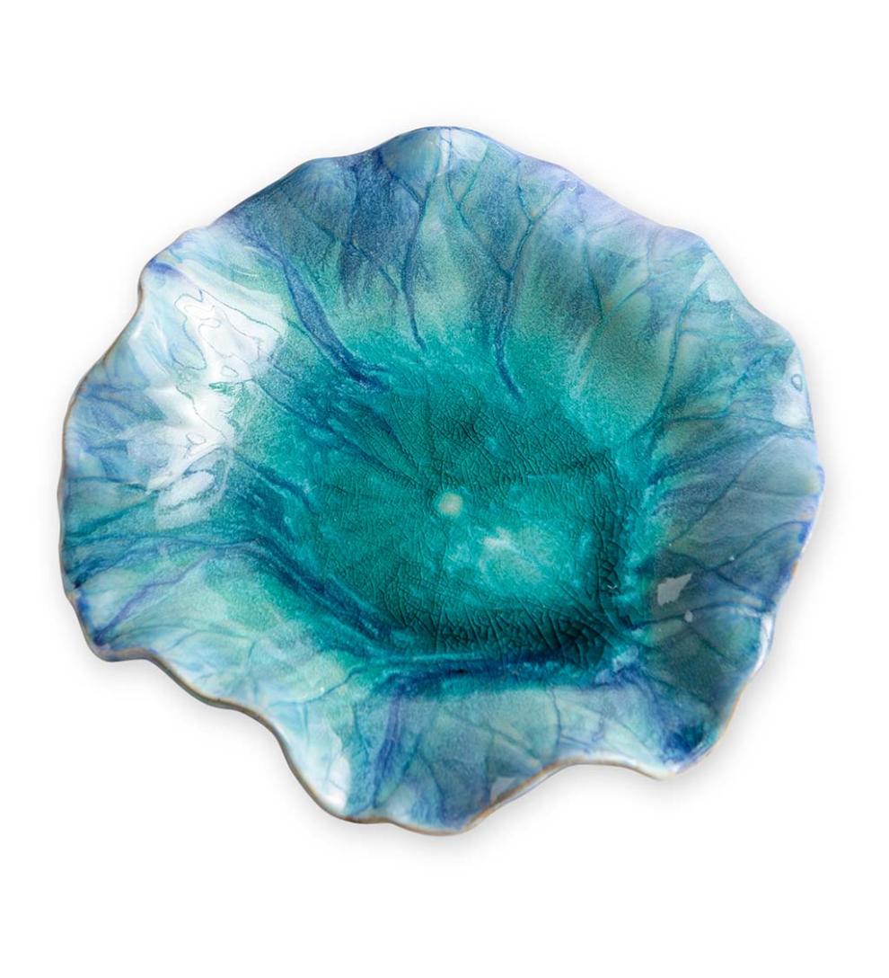 Plow & Hearth Home Accents Indoor Living Blue Ceramic Flower Blooms Wall Art, Set Of 3