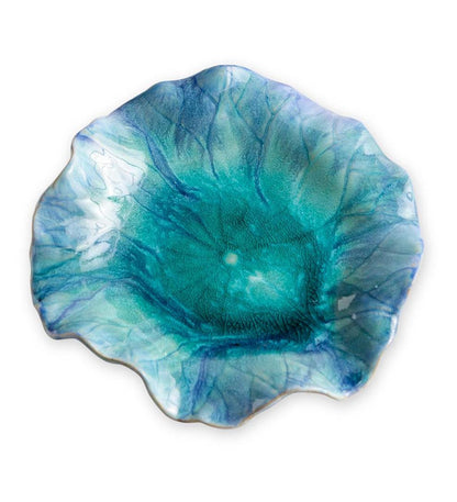Plow & Hearth Home Accents Indoor Living Blue Ceramic Flower Blooms Wall Art, Set Of 3