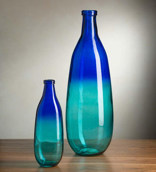 Plow & Hearth Home Accents Indoor Living Blue Ombre Elongated Vase Collection