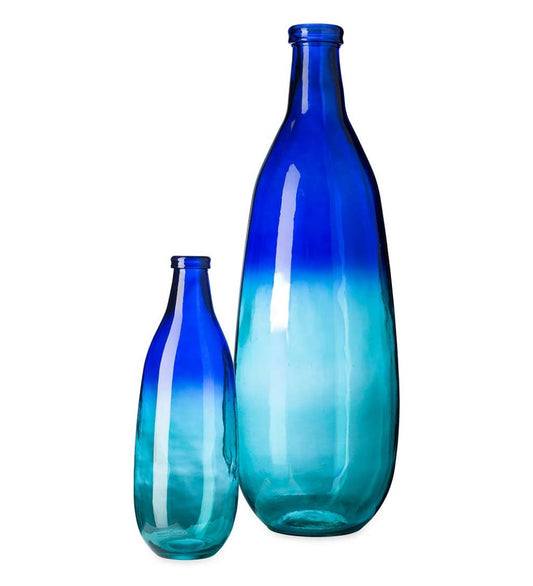 Plow & Hearth Home Accents Indoor Living Blue Ombre Elongated Vase Collection