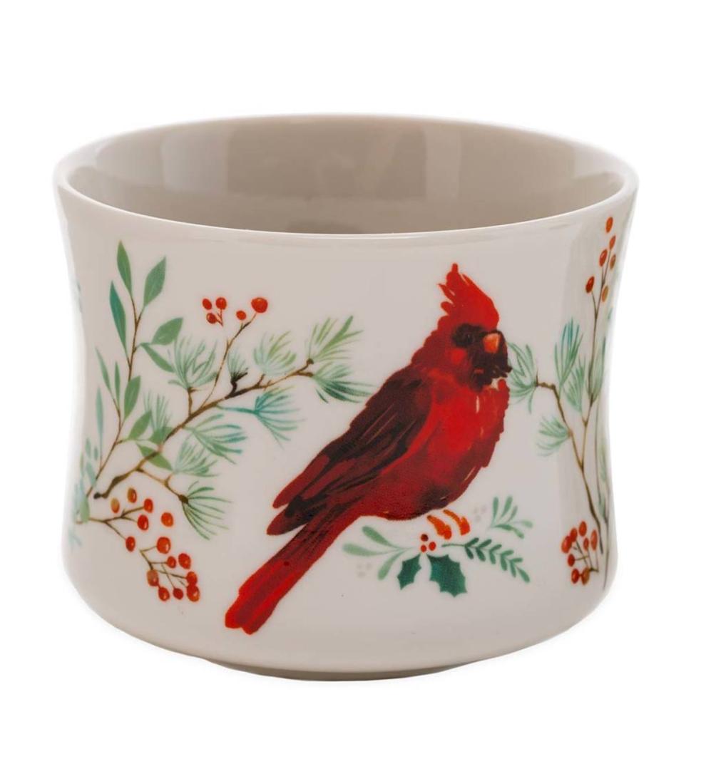 Plow & Hearth Home Accents Indoor Living Cardinal And Deer Holiday Ceramic Oil Candles, Set Of 2