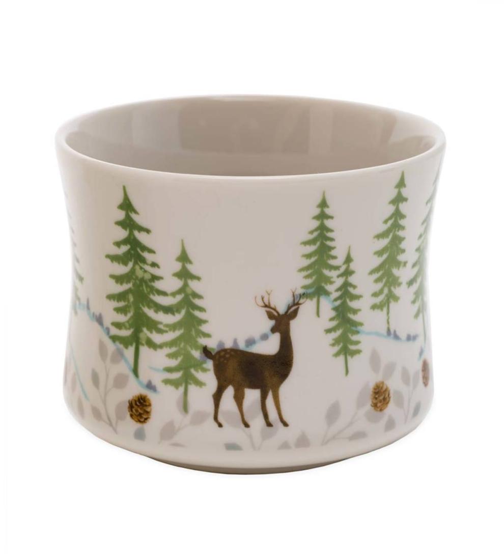 Plow & Hearth Home Accents Indoor Living Cardinal And Deer Holiday Ceramic Oil Candles, Set Of 2