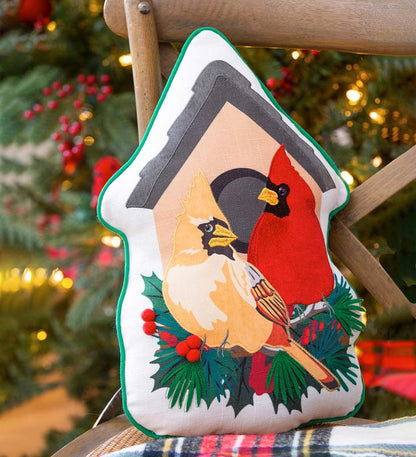 Plow & Hearth Home Accents Indoor Living Cardinal Couple Birdhouse Shaped Pillow