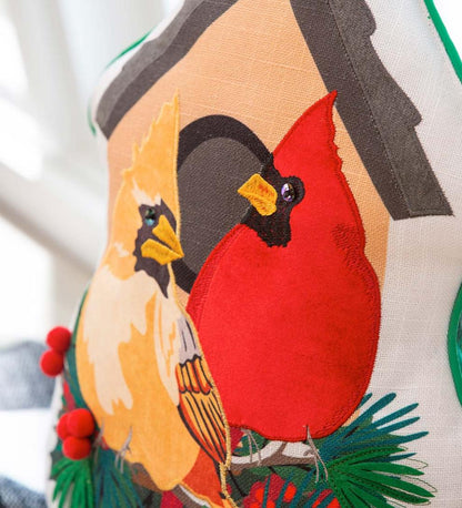Plow & Hearth Home Accents Indoor Living Cardinal Couple Birdhouse Shaped Pillow