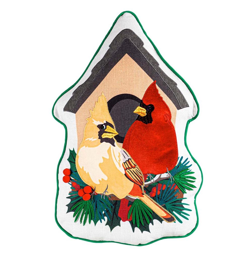 Plow & Hearth Home Accents Indoor Living Cardinal Couple Birdhouse Shaped Pillow