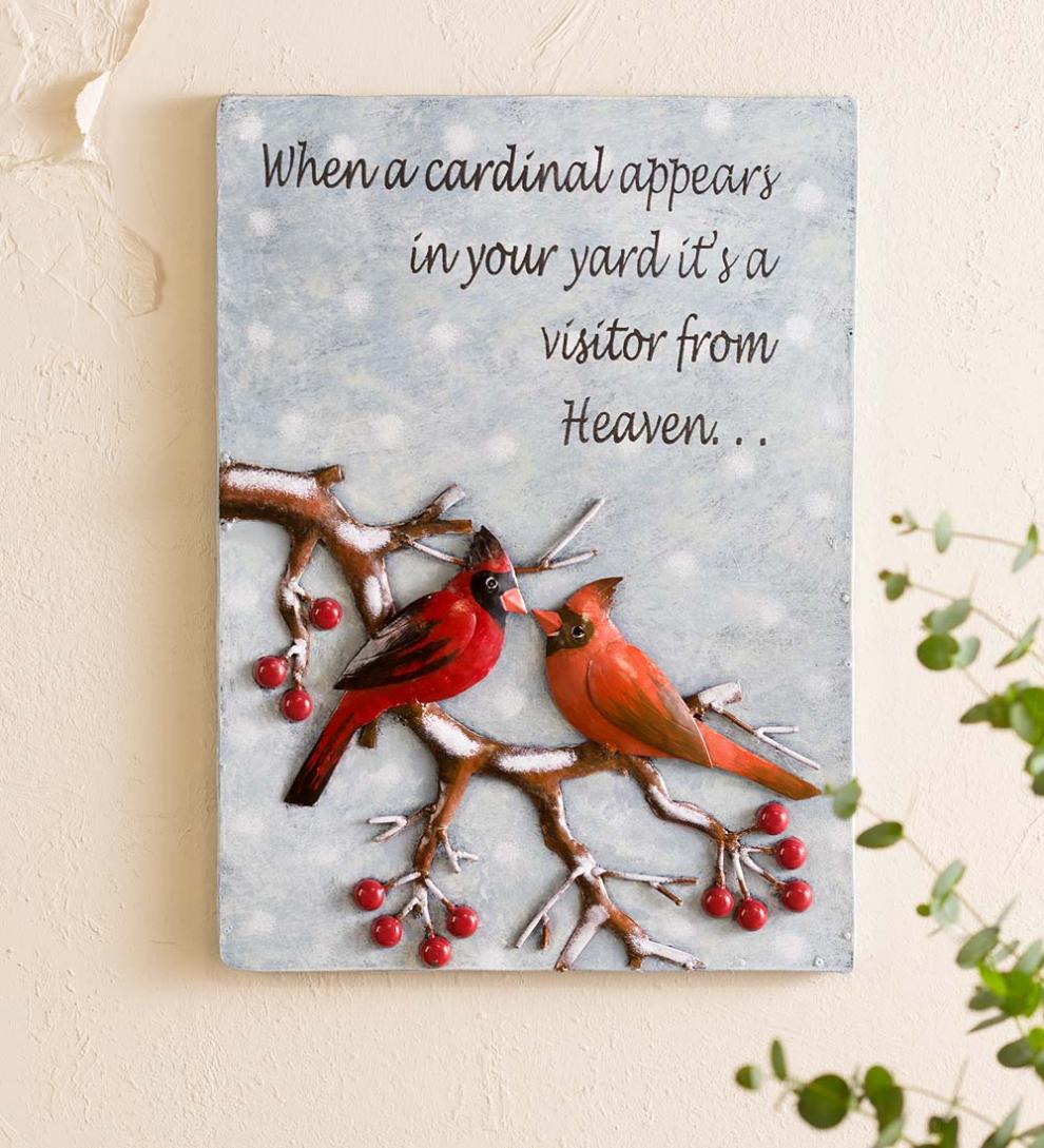 Plow & Hearth Home Accents Indoor Living Cardinal Message Recycled Metal Wall Art
