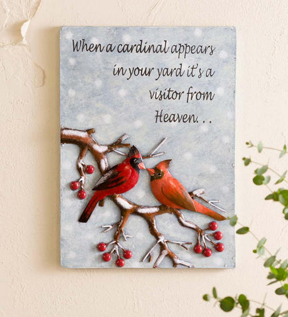 Plow & Hearth Home Accents Indoor Living Cardinal Message Recycled Metal Wall Art