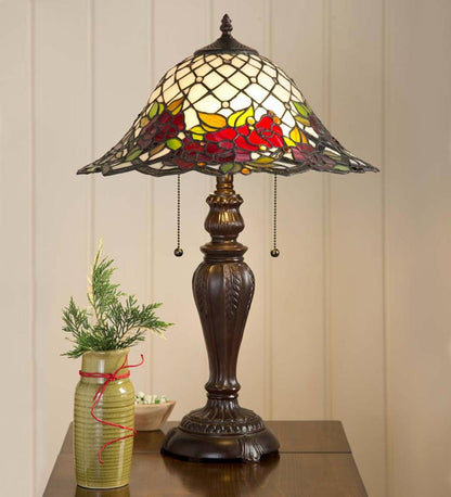 Plow & Hearth Home Accents Indoor Living Chesterfield Tiffany Style Stained Glass Table Lamp