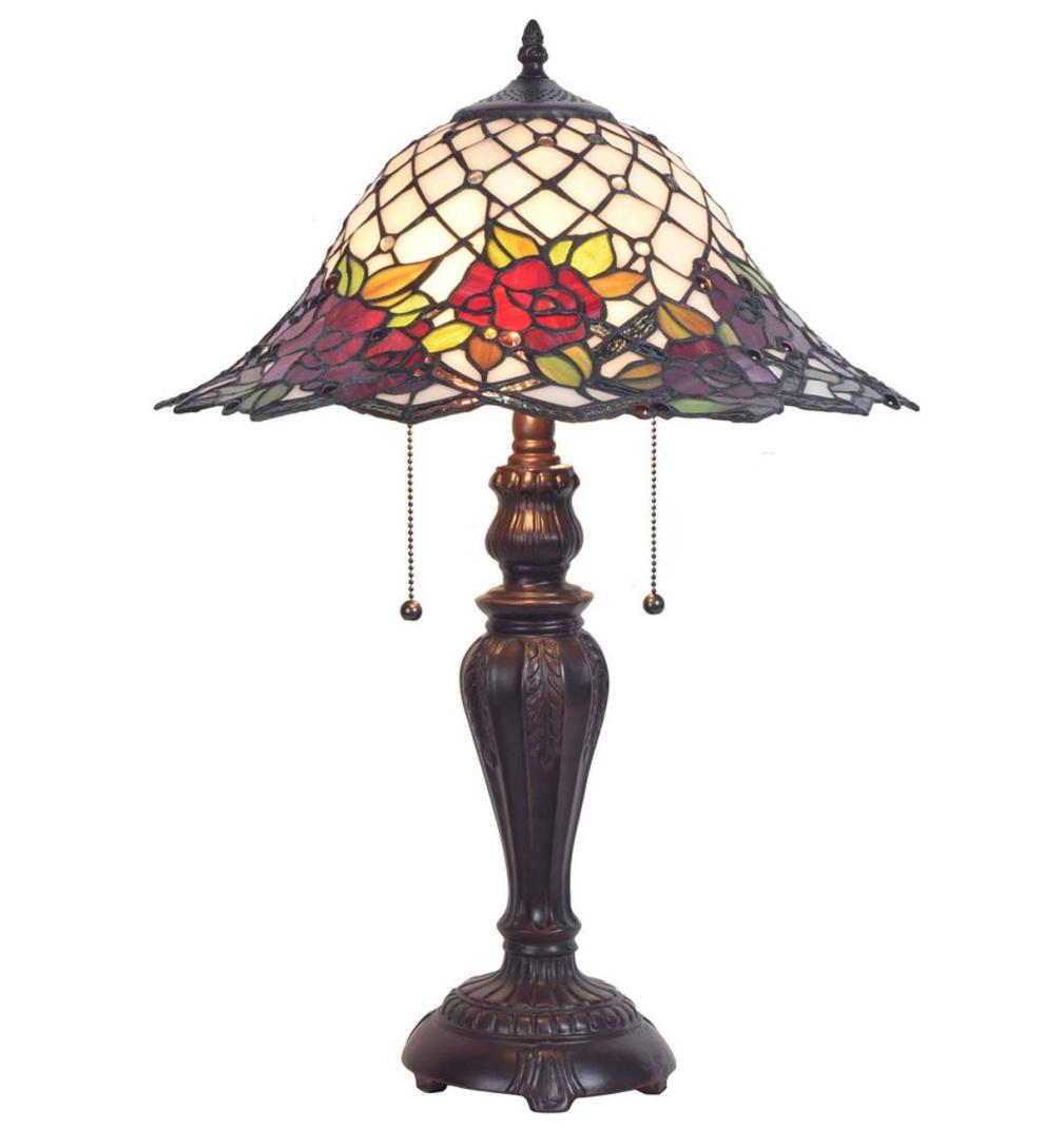 Plow & Hearth Home Accents Indoor Living Chesterfield Tiffany Style Stained Glass Table Lamp