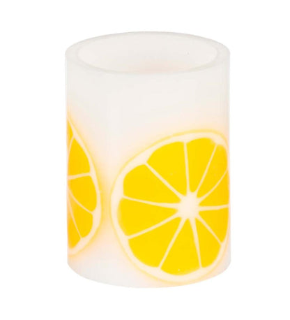 Plow & Hearth Home Accents Indoor Living Citrus Fruit Led Wax Battery-Operated Pillar Candles, Set Of 3