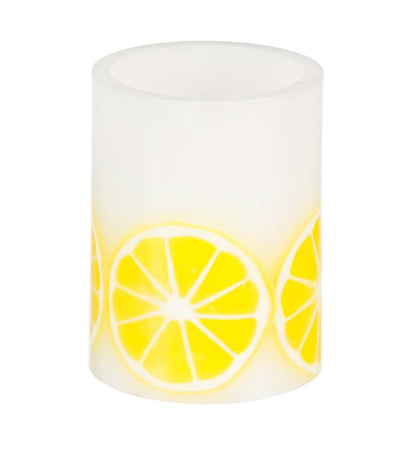 Plow & Hearth Home Accents Indoor Living Citrus Fruit Led Wax Battery-Operated Pillar Candles, Set Of 3