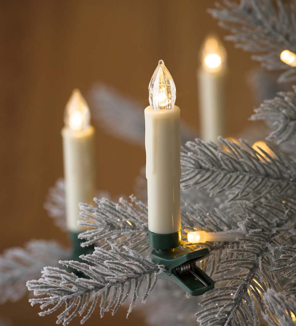 Plow & Hearth Home Accents Indoor Living Clip-On Christmas Tree Candle Lights, Set Of 10