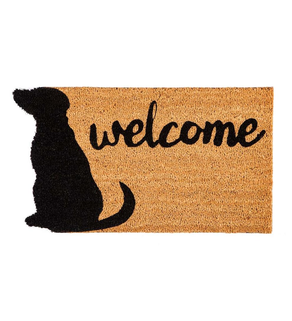 Plow & Hearth Home Accents Indoor Living Coir Fiber Dog Silhouette Welcome Mat