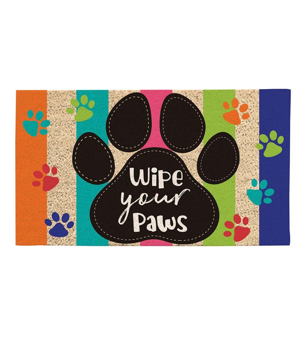 Plow & Hearth Home Accents Indoor Living Colorful Wipe Your Paws Coir Fiber Welcome Mat