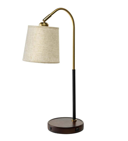 Plow & Hearth Home Accents Indoor Living Desk Lamp With Usb Port And Fabric Shade